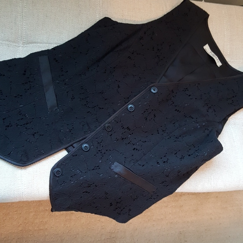 Black lace and satin vest size small